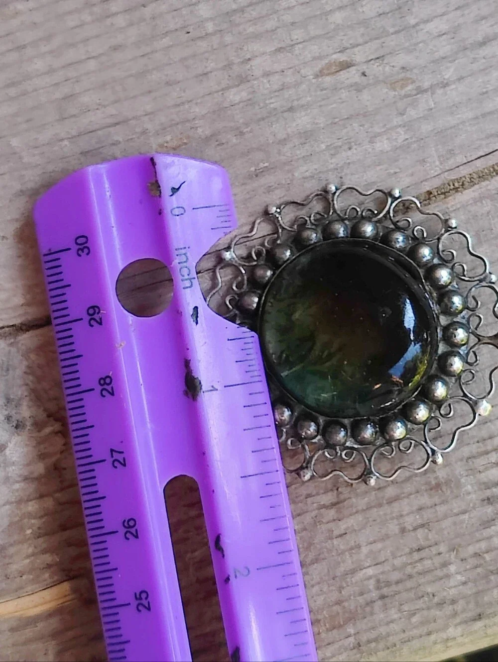 Vintage Sterling Silver Gemstone Brooch